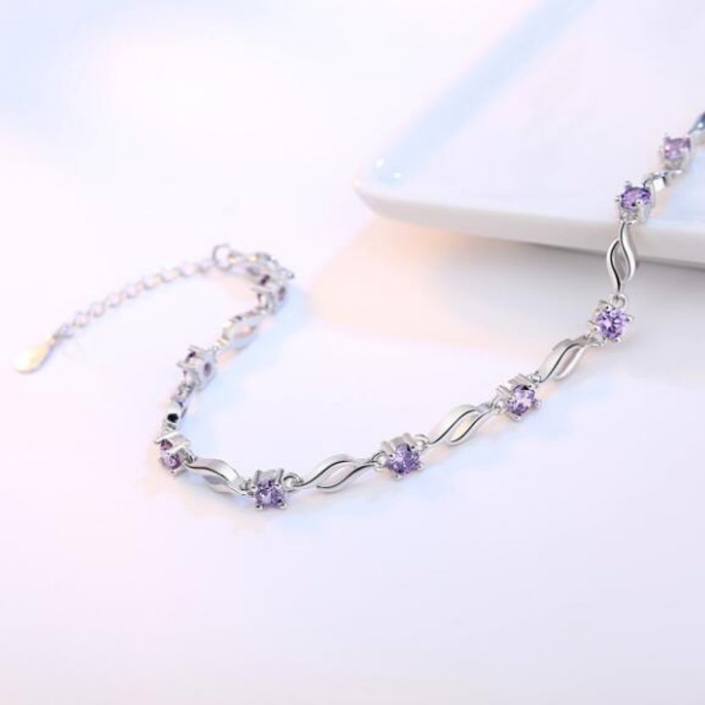 NEW 925 Sterling Silver Diamond Wave Bracelet A - Picture 6 of 8